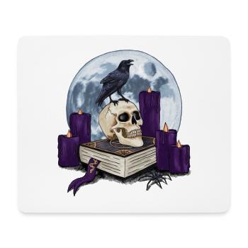 Witch book with skull and raven at full moon - Mouse Pad (horizontal) - white - Front