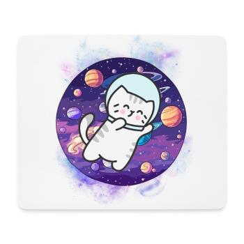 Kawaii Astronaut Kitten - Kosmische Reise - Mousepad (Querformat) - Weiß - Vorne