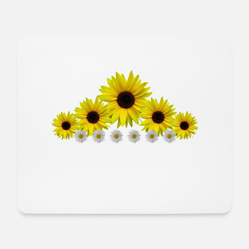 Sonnenblumen, Margeriten, Blumen, floral, Blüten - Mousepad (Querformat) - Weiß