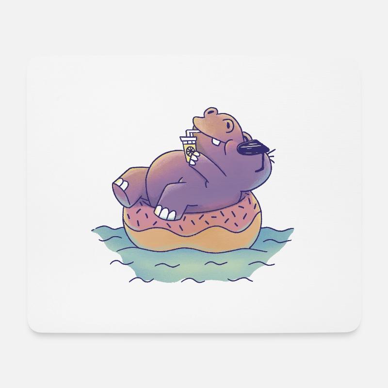 Sommer Hippo Sonne Brille Limonade Pool Donut Meer - Mousepad (Querformat) - Weiß