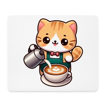 Kätzchen Barista - Mousepad (Querformat) - Weiß - Vorne
