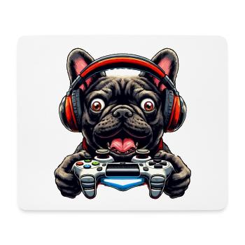 Gamer Shirts Design, Französische Bulldogge Gamer - Mousepad (Querformat) - Weiß - Vorne