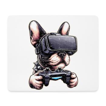 Chiens, Bouledogue Français jeux vidéo lunettes vr - Tapis de souris (format paysage) - blanc - Devant