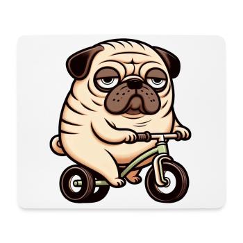 Funny Pug Dog on Bicycle Tricycle Balance Bike - Mouse Pad (horizontal) - white - Front