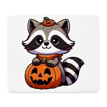 raton laveur mignon Halloween citrouille style dessin animé - Tapis de souris (format paysage) - blanc - Devant