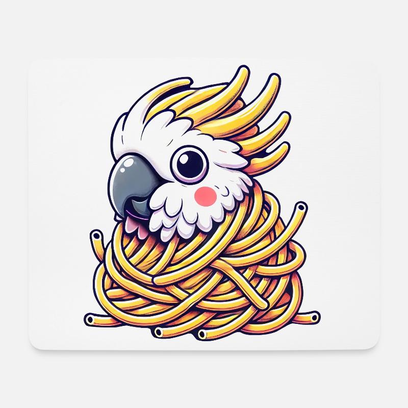 Süßer Vogel Kakadu Paradiesvogel Spaghetti Monster - Mousepad (Querformat) - Weiß