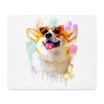 Chien corgi avec lunettes de soleil - Tapis de souris (format paysage) - blanc - Devant