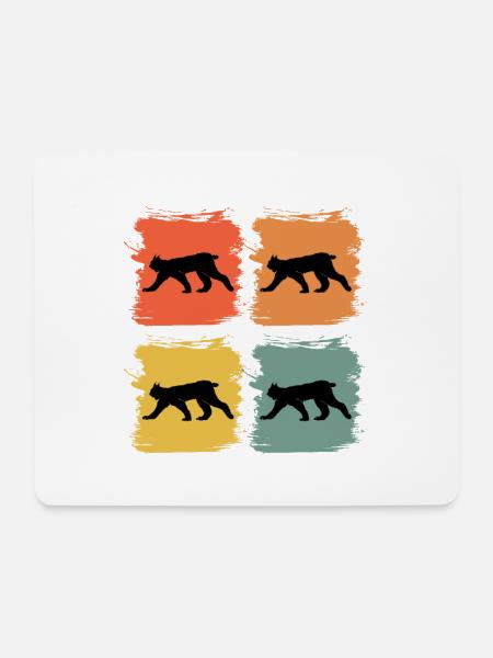 Luchs Wildtier Tier Retro Pop Art Geschenkidee - Mousepad (Querformat) - Weiß