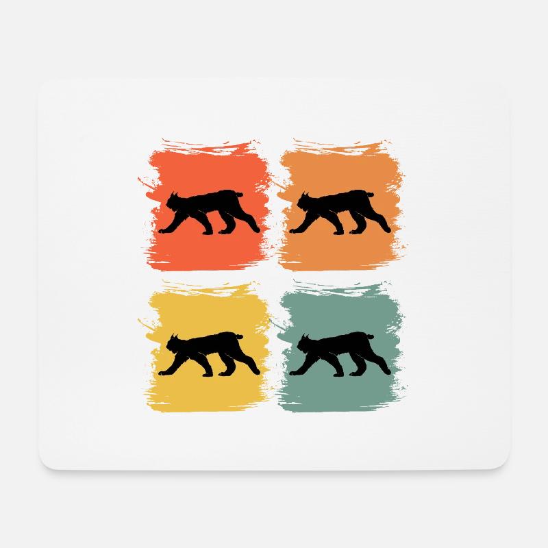 Luchs Wildtier Tier Retro Pop Art Geschenkidee - Mousepad (Querformat) - Weiß