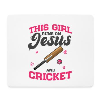 Cricketers Cette fille court sur Jésus et le cricket - Tapis de souris (format paysage) - blanc - Devant