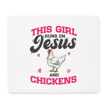 Éleveur de poulets Cette fille court sur Jésus et les poulets - Tapis de souris (format paysage) - blanc - Devant