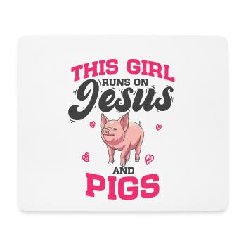 Porcelet Cette fille court sur Jésus et les cochons - Tapis de souris (format paysage) - blanc - Devant