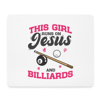 Pool 8 This Girl Runs On Jesus And Billiards - Mousepad (Querformat) - Weiß - Vorne