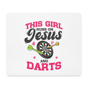 Dartspieler This Girl Runs On Jesus And Darts - Mousepad (Querformat) - Weiß - Vorne