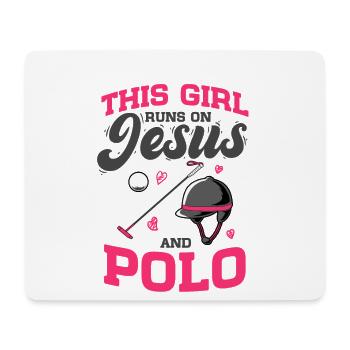 Polo Pferdesport This Girl Runs On Jesus And Polo - Mousepad (Querformat) - Weiß - Vorne
