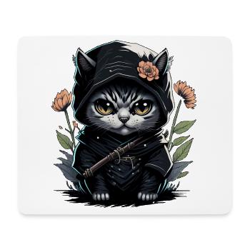 Le chat ninja : un combattant invincible - Tapis de souris (format paysage) - blanc - Devant