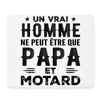 Un Vrai Homme N'est Que Papa et Motard - Tapis de souris (format paysage) - blanc - Devant