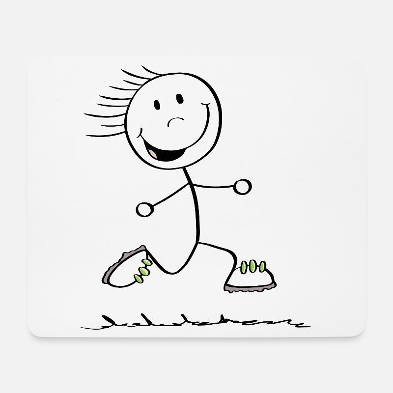 Running Strichmännchen - Läufer - Jogging - Mousepad (Querformat) - Weiß