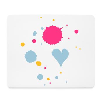 Farbkleckse,Tropfen und Herz - Mousepad (Querformat) - Weiß - Vorne