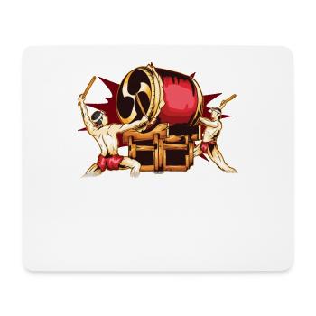 Male Taiko Drummers Mitsudomoe Graphic Design - Mouse Pad (horizontal) - white - Front