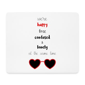 Heureux Libre Confus & Solitaire - Tapis de souris (format paysage) - blanc - Devant
