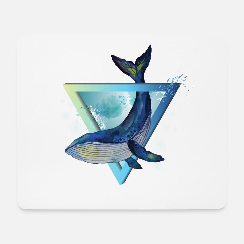 Wal - Dreieck - Aquarell - Mousepad (Querformat) - Weiß