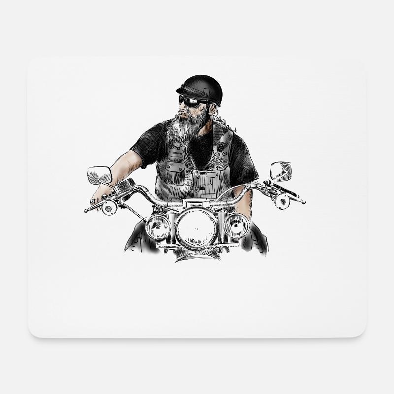 Biker - Mousepad (Querformat) - Weiß