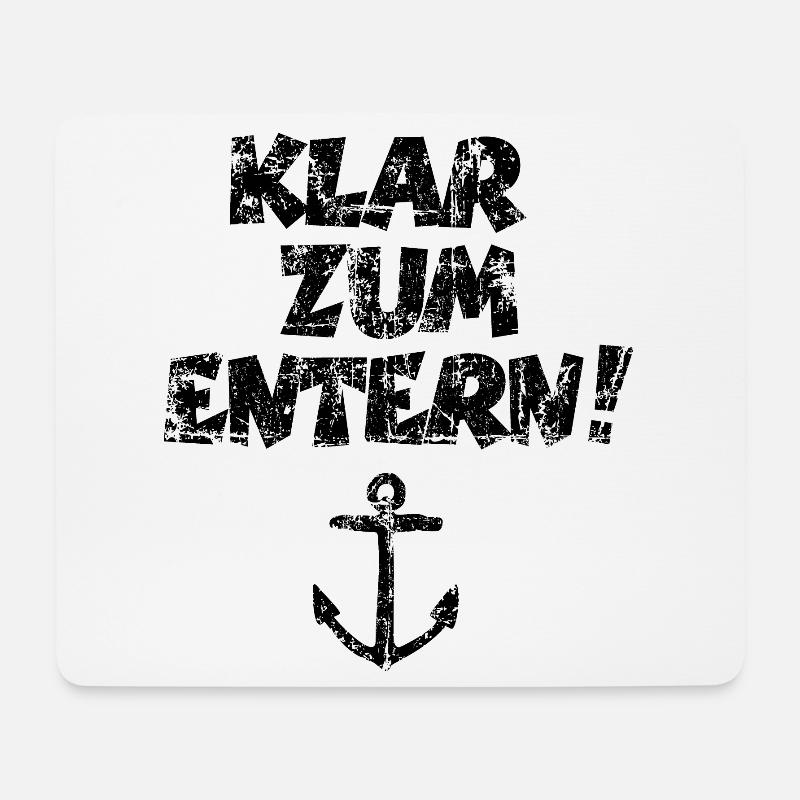 Klar zum Entern Segel Segeln (Vintage/Schwarz) - Mousepad (Querformat) - Weiß
