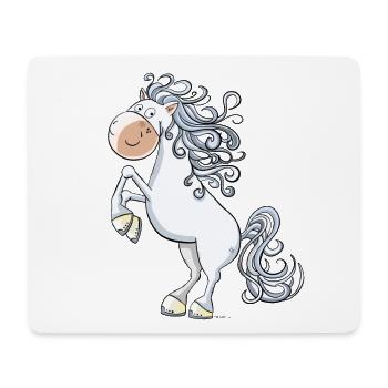 Steigendes Pferd im wallender Mähne I Comic - Mousepad (Querformat) - Weiß - Vorne