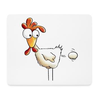 Plopp es ist raus das Ei - Huhn - Hahn - Gockel - Mousepad (Querformat) - Weiß - Vorne