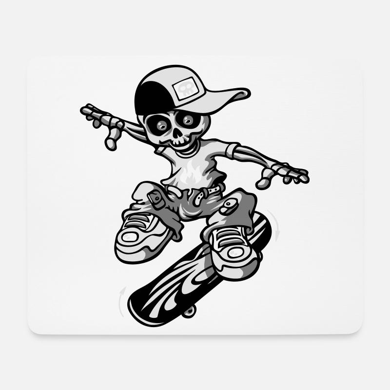 squellette skateur - Tapis de souris (format paysage) - blanc