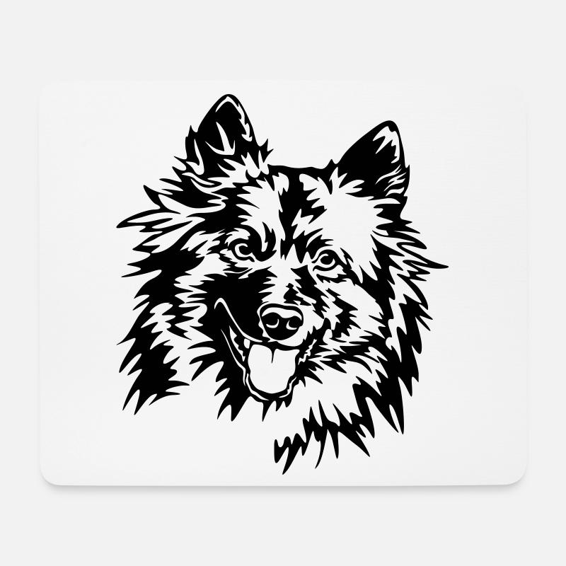 Wolfsspitz Kopf - Mousepad (Querformat) - Weiß