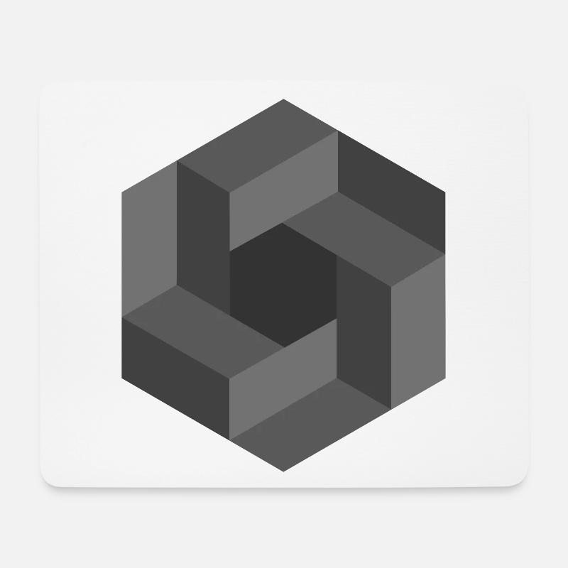 Geometric Illusion Pattern Black White - Mouse Pad (horizontal) - white