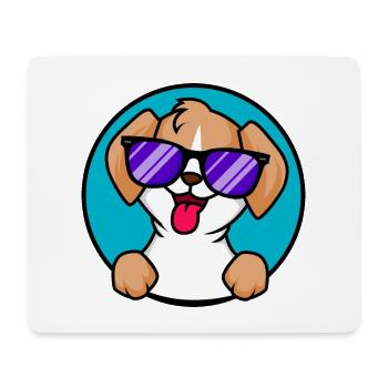 Süßer Kleiner Hund mit Sonnenbrille - Mousepad (Querformat) - Weiß - Vorne
