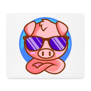 Kleines Ferkel mit Sonnenbrille - Mousepad (Querformat) - Weiß - Vorne