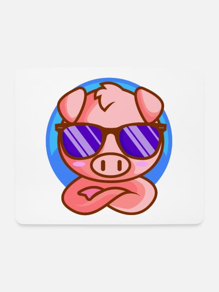 Kleines Ferkel mit Sonnenbrille - Mousepad (Querformat) - Weiß