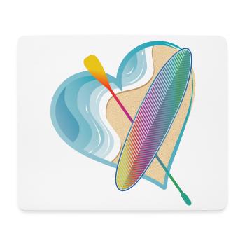 Stand up paddle avec beaucoup de cœur sur la plage - Tapis de souris (format paysage) - blanc - Devant