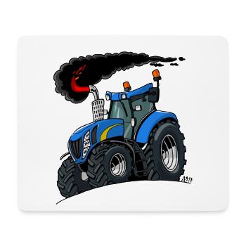 Blauer Traktor - Mousepad (Querformat) - Weiß - Vorne