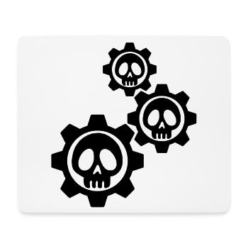 Schwarze Totenköpfe und Zahnräder - Mousepad (Querformat) - Weiß - Vorne
