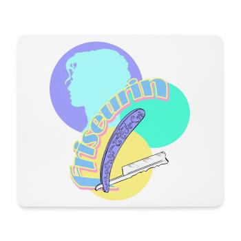 Friseurin Rasiermesser Frau Kopf Silhuoette - Mousepad (Querformat) - Weiß - Vorne