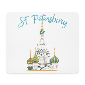 St. Petersburg, Church, Russia, Line Drawing - Mouse Pad (horizontal) - white - Front
