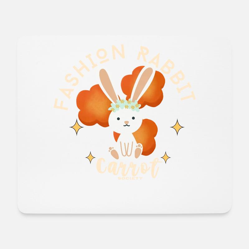 Blühenhase und schicke Karotte - Mousepad (Querformat) - Weiß