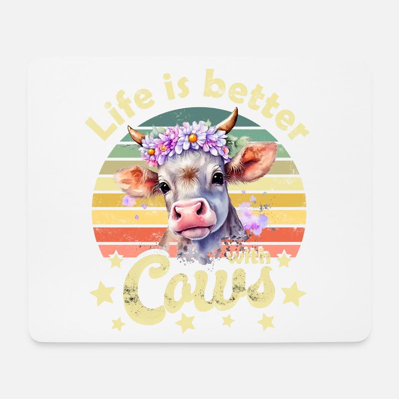 Cow cows - Mouse Pad (horizontal) - white