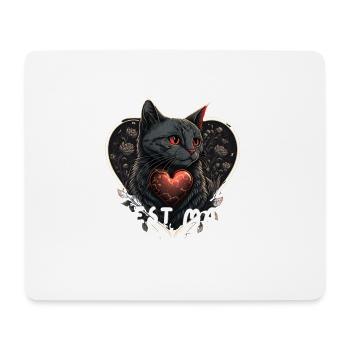 Chat félin cœur Valentine - Tapis de souris (format paysage) - blanc - Devant