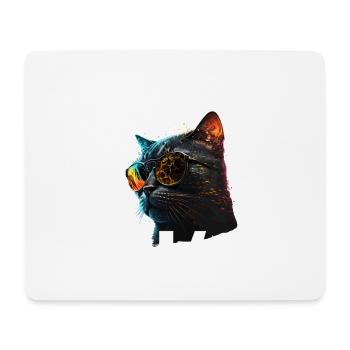 Chat neon lunettes arcenciel - Tapis de souris (format paysage) - blanc - Devant