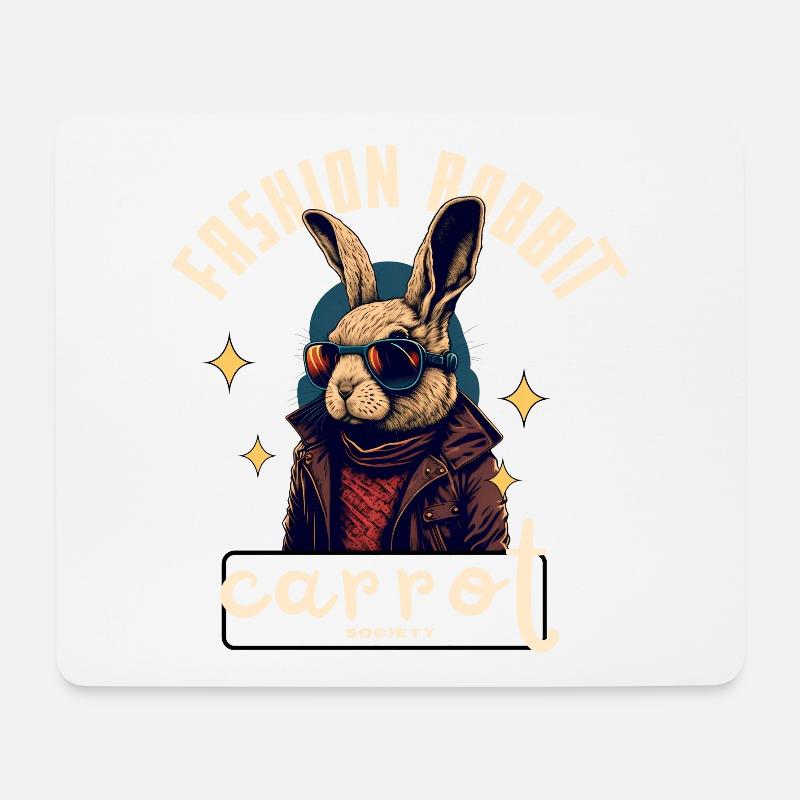 Leather Rocker Bunny - Mouse Pad (horizontal) - white