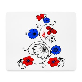 Blumenranke mit Schmetterling - Mousepad (Querformat) - Weiß - Vorne