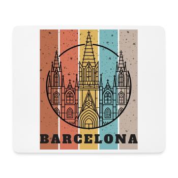 Barcelona Gothic Skyline Color Block Poster - Mouse Pad (horizontal) - white - Front