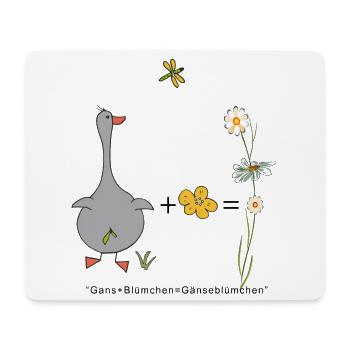 Gans und Blümchen gleich Gänseblümchen - Mousepad (Querformat) - Weiß - Vorne