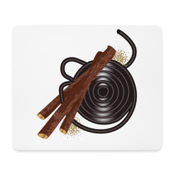schwarze Lakritzschnecke mit Süßholz Wurzelstücke - Mousepad (Querformat) - Weiß - Vorne